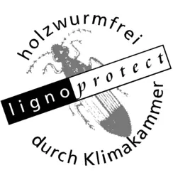 Siegel: holzwurmfrei durch Klimakammer (ligno protect)