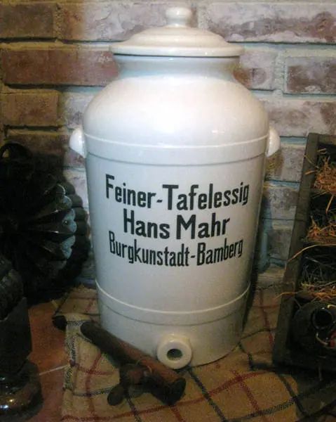 Altes Steingutgefäß „Tafelessig“ (Tafelessig 001) – Antik Mitwitz